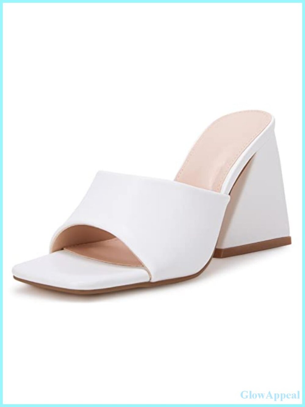 Women's Heeled Sandals Square Open Toe Slip On Block Heel Mules Faux Leather